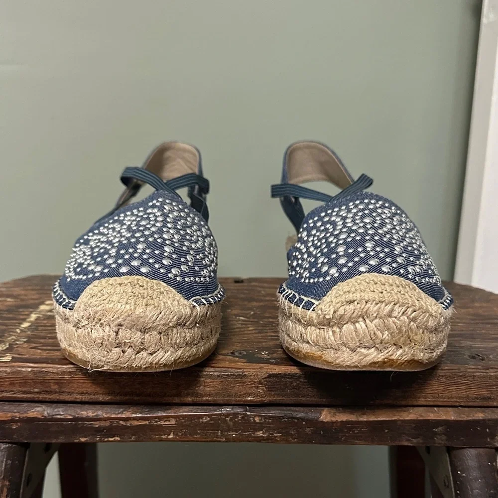 WHITE MOUNTAIN Highland Blue Denim Espadrille Sandals